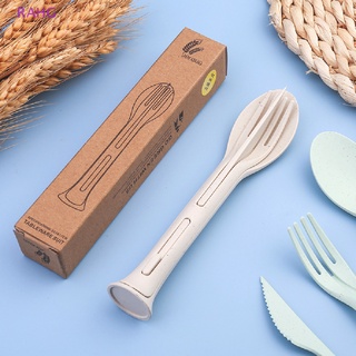 RAHG 3pcs Travel Portable Cutlery Set 3 In 1 Wheat Straw  Fork Spoon Dinnerware NEW #3