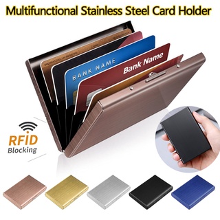 Ultra Thin Credit Card Holder for Men & Women, Stainless Steel Wallet RFID Blocking Slim Metal Case for Travel and Work