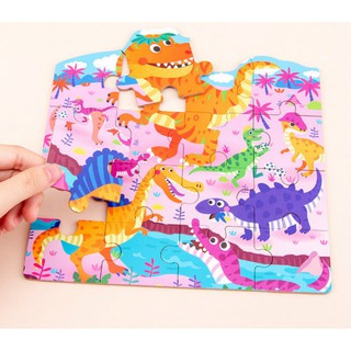 12/16/24/32pcs 4-In-1 Jigsaw Set Wooden Toys Dinosaur Traffic Puzzle for Children with Portable Gift Box #4