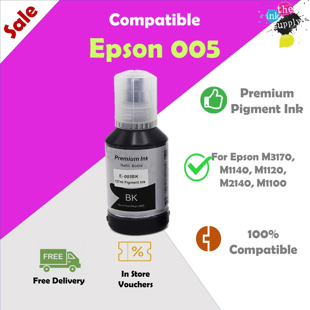005 Compatible Epson Pigment Printer Ink Bottle Refill for EcoTank M3170, M1140, M1120, M2140