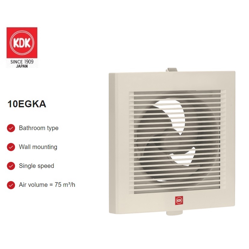 KDK 10EGKA Wall Mount Exhaust Fan with Front Louver (Pipe Hood Series