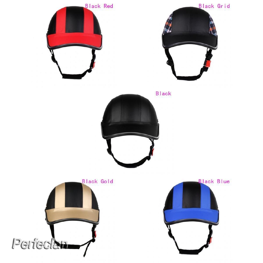 MagiDeal Baseball Cap Style Motorcycle Bike Helmet Anti-UV Safety Hat Visor Adjustable Black Grid 