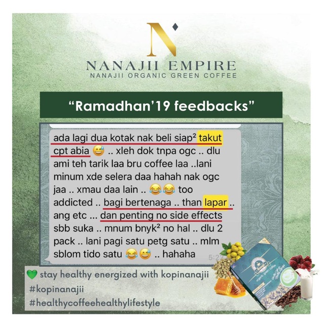 Organic Green Coffee By Nanaji 3box Rm115 Shopee Singapore
