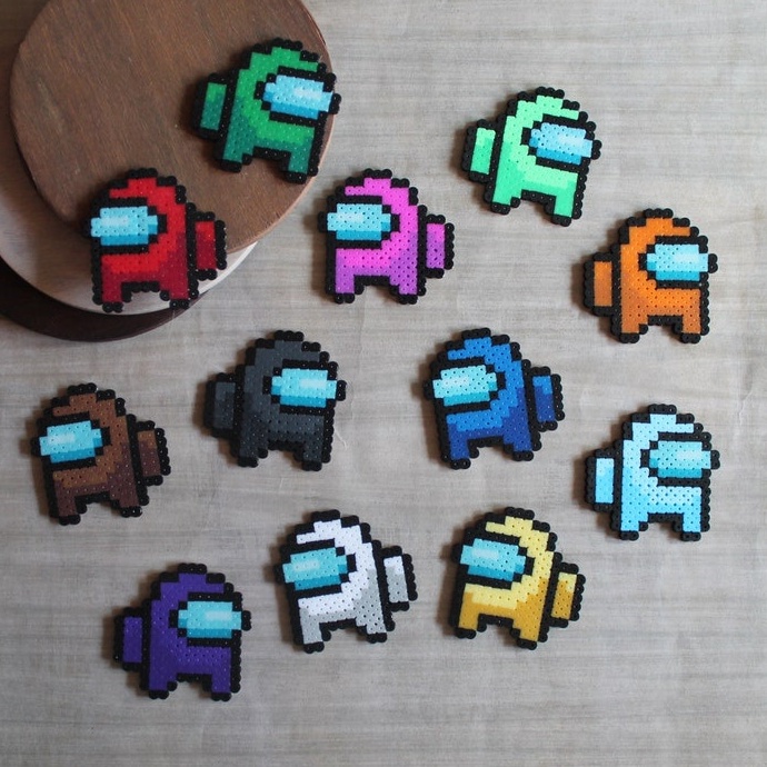 [Ready-Stock] Handmade Among Us Beads Keychain/Magnet | Crewmate ...