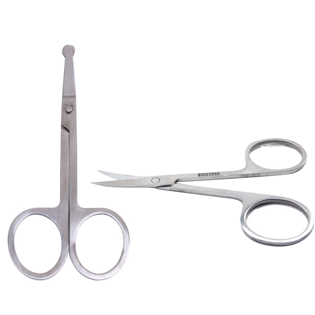 2pcs Nose Hair Scissors Eyebrow Safety Stainless Steel Scissors Nose Hair  Trimmer (Rounded + Curved) | Shopee Singapore