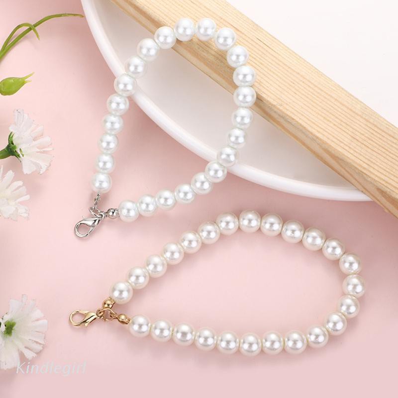 Image of KING 5Pcs Faux Pearl Wristlet Chain Strap for Wallet White Pearls Wristlet Lanyard Keychain Hand Straps Kit For Purse Keys #0