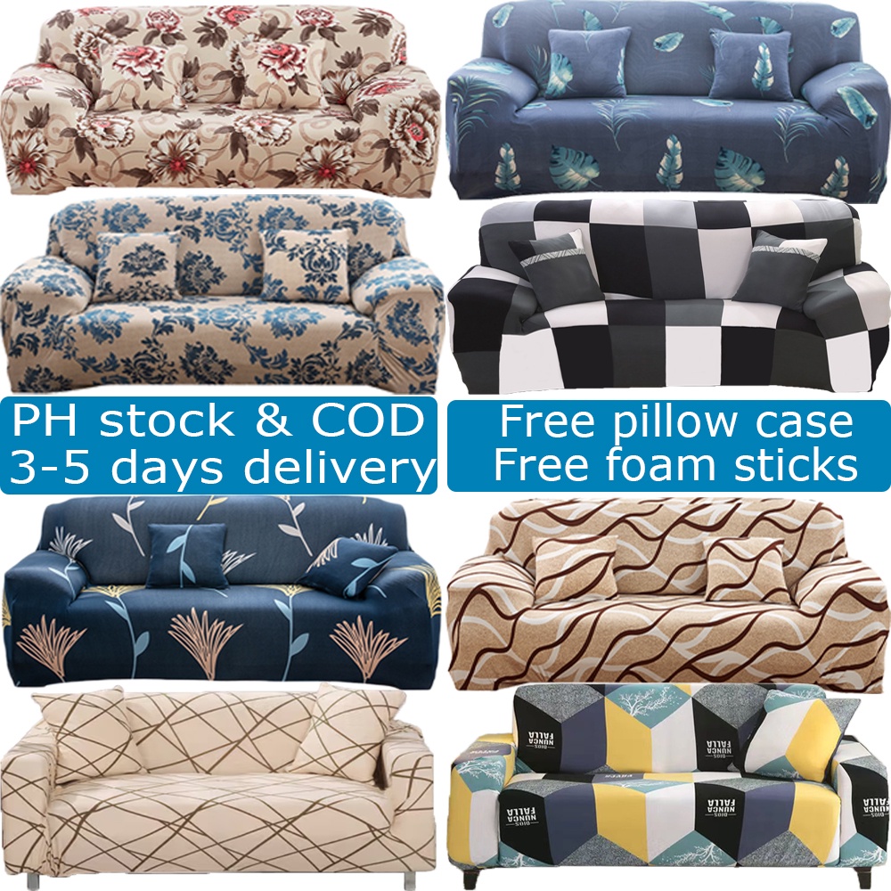 Elastic Sofa Cover Stretchable Seat Cover Plain L Shape Sofa1/2/3/4-seater L Type Slipcover Sala Set
