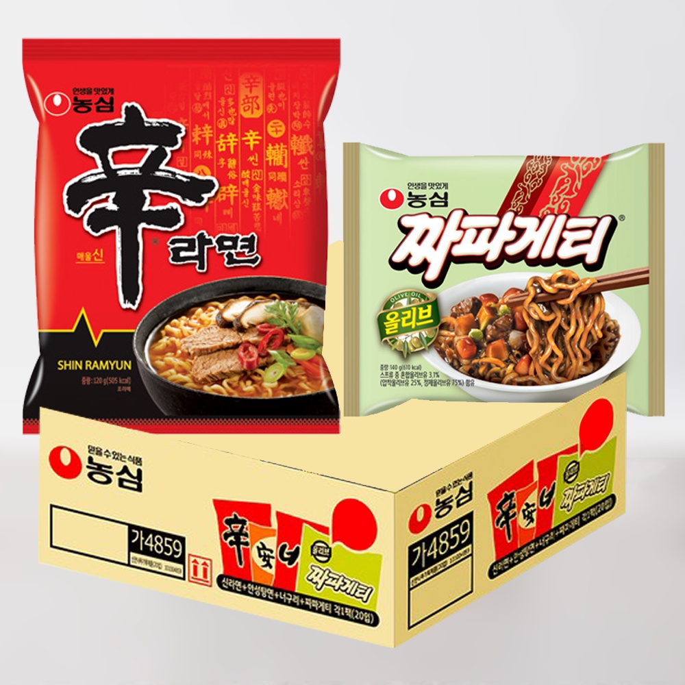 Mix Pack Nongshim Korean Spicy Mushroom Shin Ramyun 120g 1ea Chapagetti Jjajang Ramen 140g 