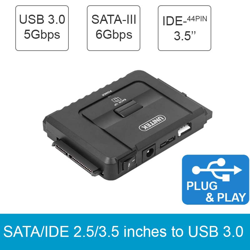 Data Reader Hard Drive Hdd Ssd Dvd R Sata Ide 2 5 3 5 Usb 3 0 Supports External Power 12vdc 2a Unitek Y 3322a Shopee Singapore