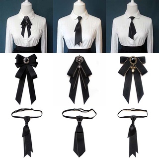 【44 Styles】Vintage Black Bow Tie Crystal Pearl Ribbon Neckties Women Men Students Uniform Accessories