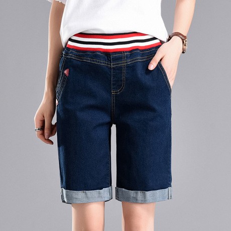 elastic waistband jean shorts
