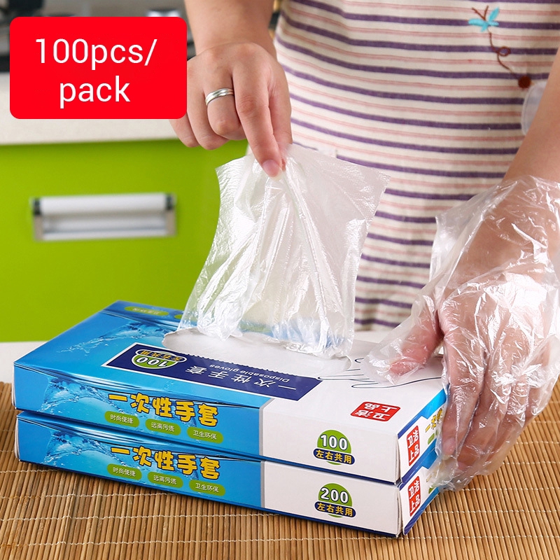 100pcs Pack Disposable Gloves PE Transparent Kitchen Cooking Gloves   E7d210aefd8cb17ea5e0e8b059e70d4c