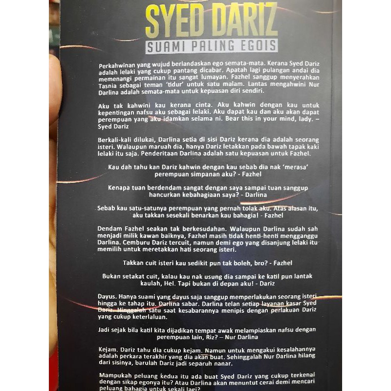 Shop Malaysia Ready Stock Novel Syed Dariz Suami Paling Egois Karya Hana Efriena He Shopee Singapore