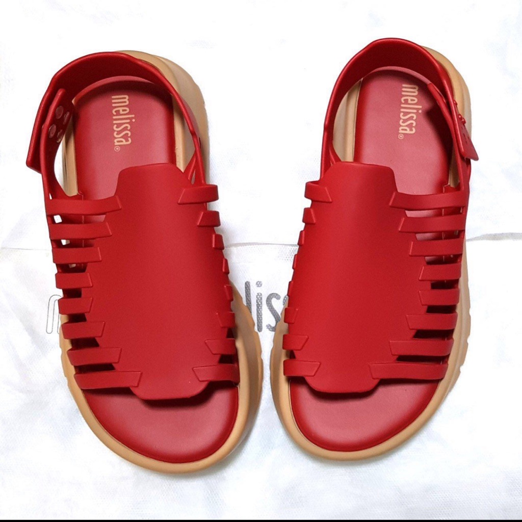 red huarache sandals