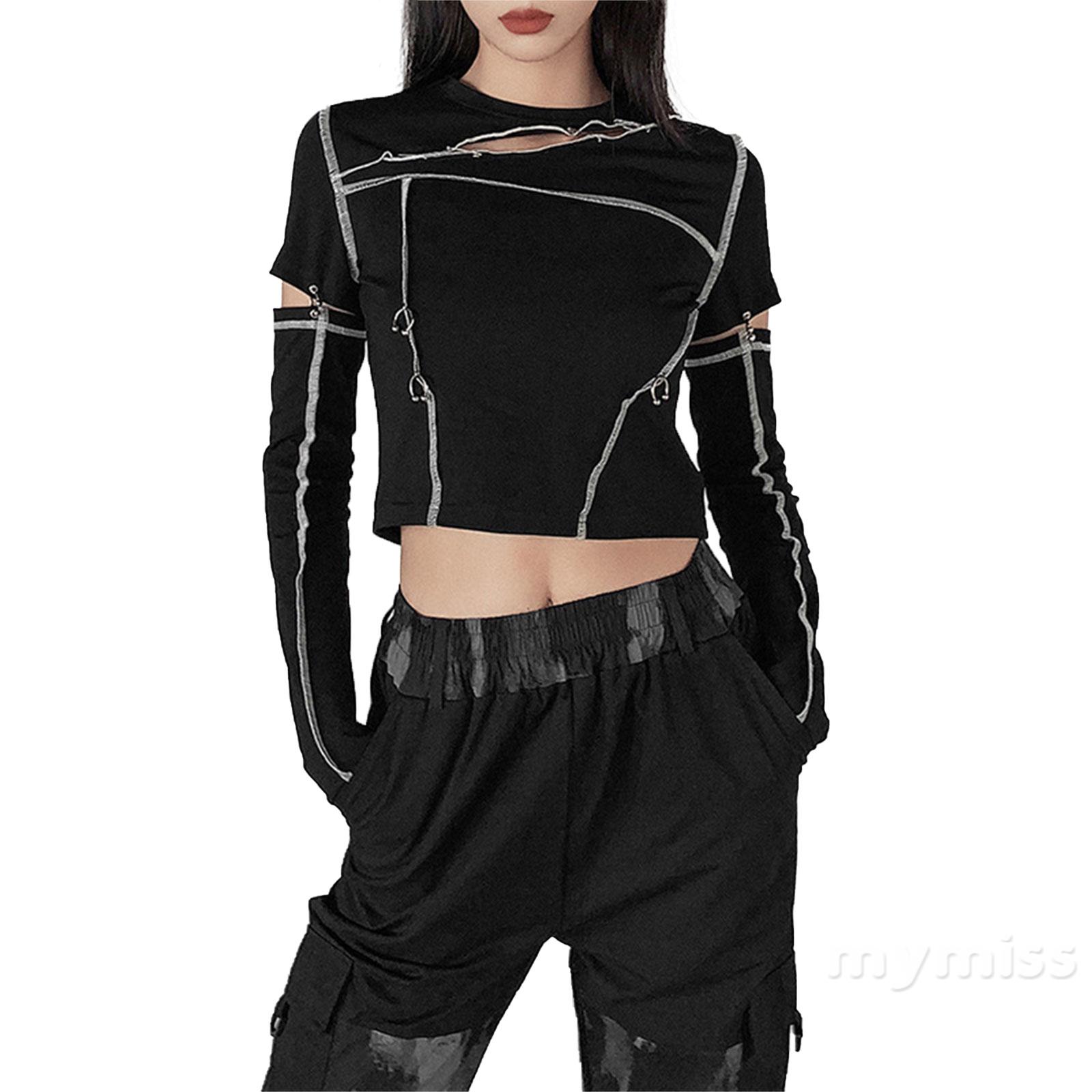 black cut out blouse
