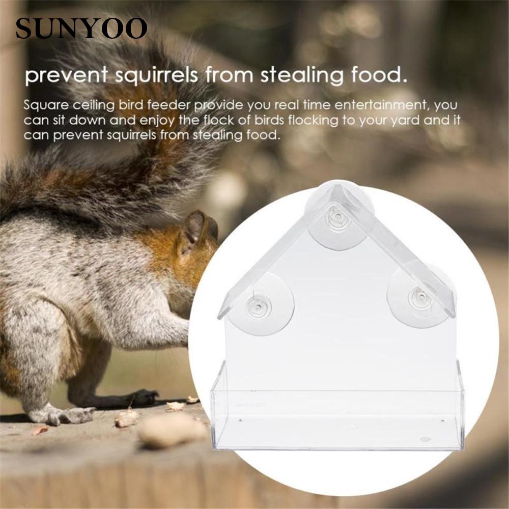 Acrylic Transparent Bird Squirrel Feeder Tray Birdhouse Window