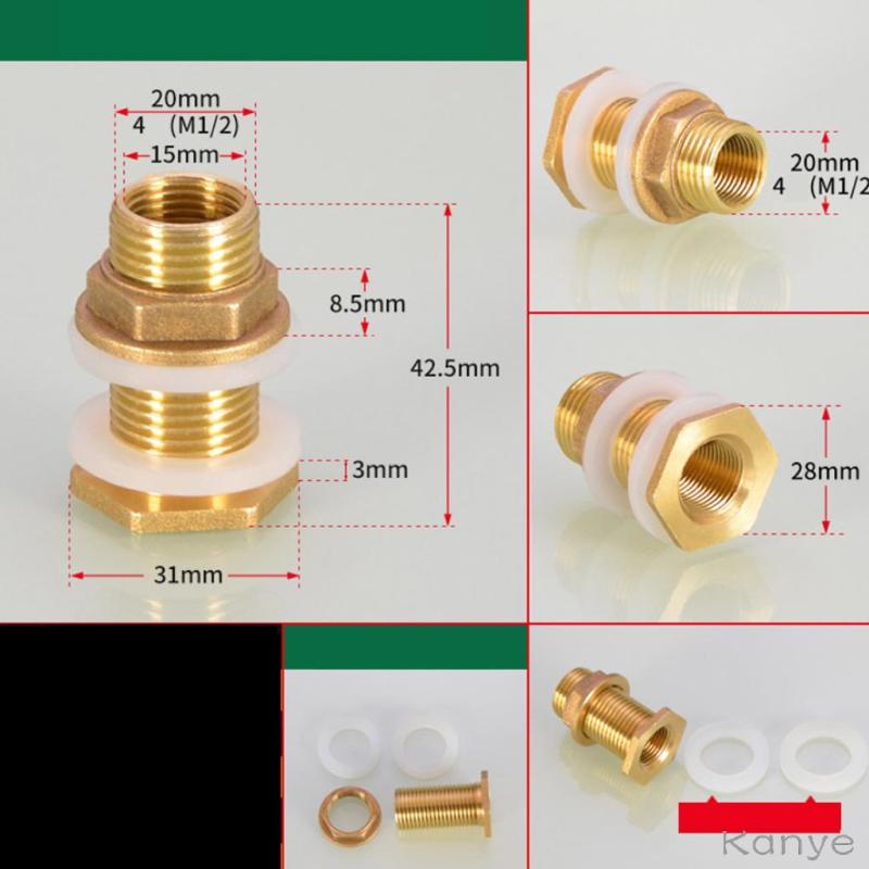 Solid Brass Bulkhead Tank Fitting Straight Female Pipe and Garden Hose