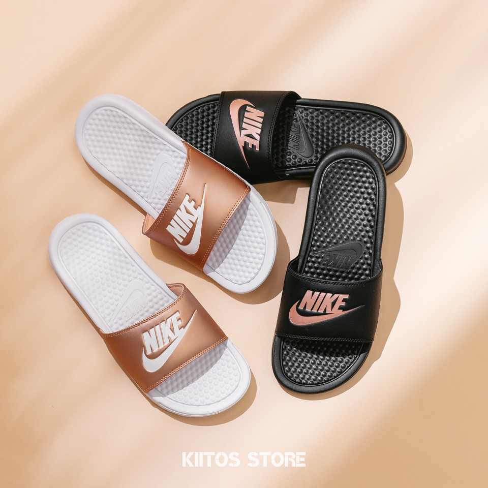 nike benassi black rose gold