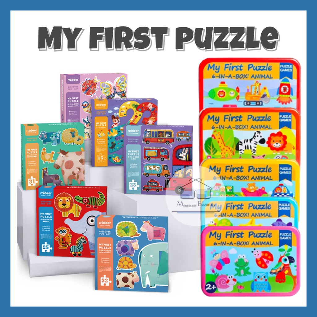 [CHEAPEST IN SG] My First Puzzle 6 in 1 Jigsaw Puzzle  - Animal Cartoon Wooden Puzzle Early Childhood Educational Toys