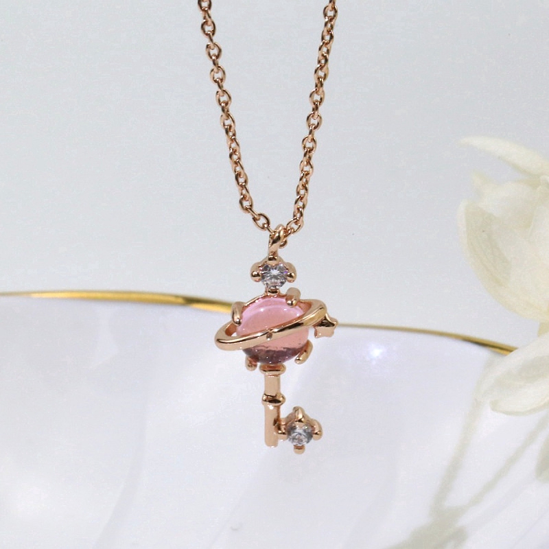 Image of Fashion Pink Crystal Pendant Necklace Rose Gold Chain Necklaces Women Jewelry #6