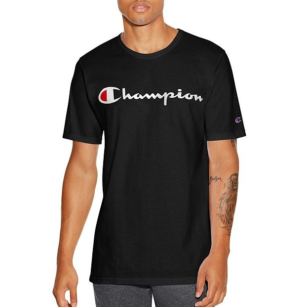 champion men's script jersey graphic tee