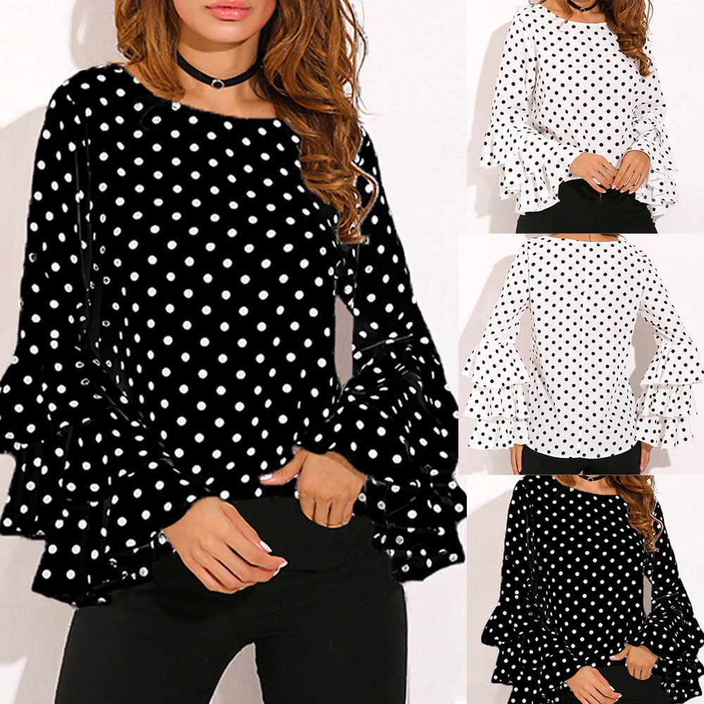 ladies polka dot tops