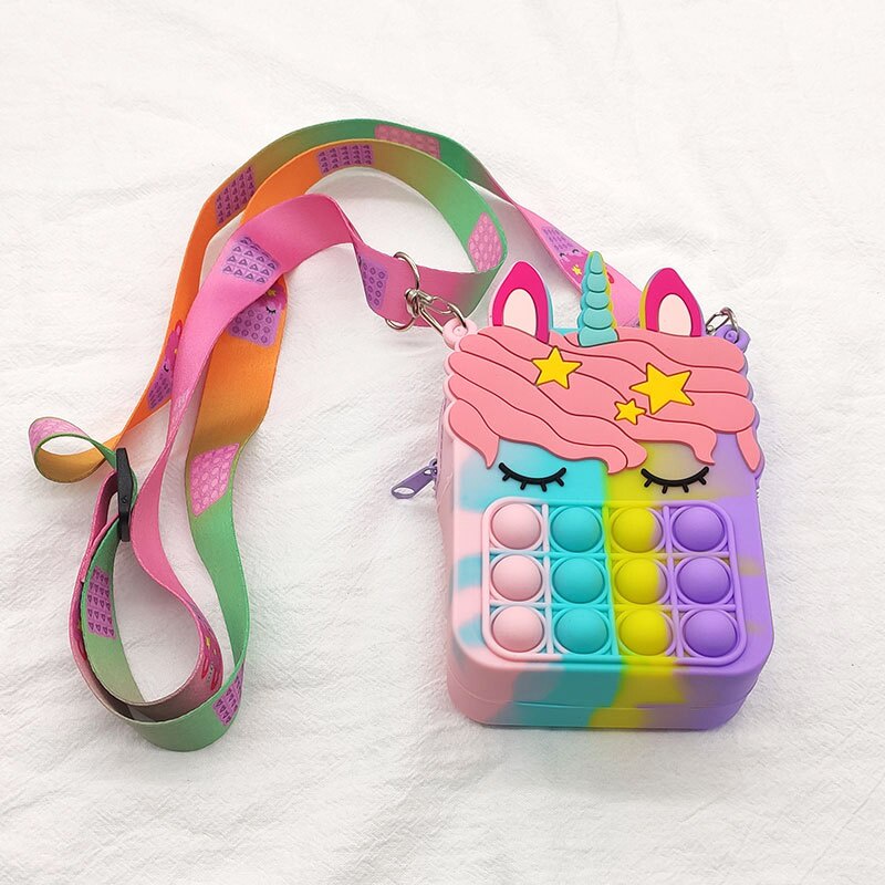 Cute Rainbow Unicorn Pop It Coin Pouch Sensory Bubble Fidget Toy Kids Push Pop Figet Toys Cartoon Sling Bag – >>> top1shop >>> shopee.sg