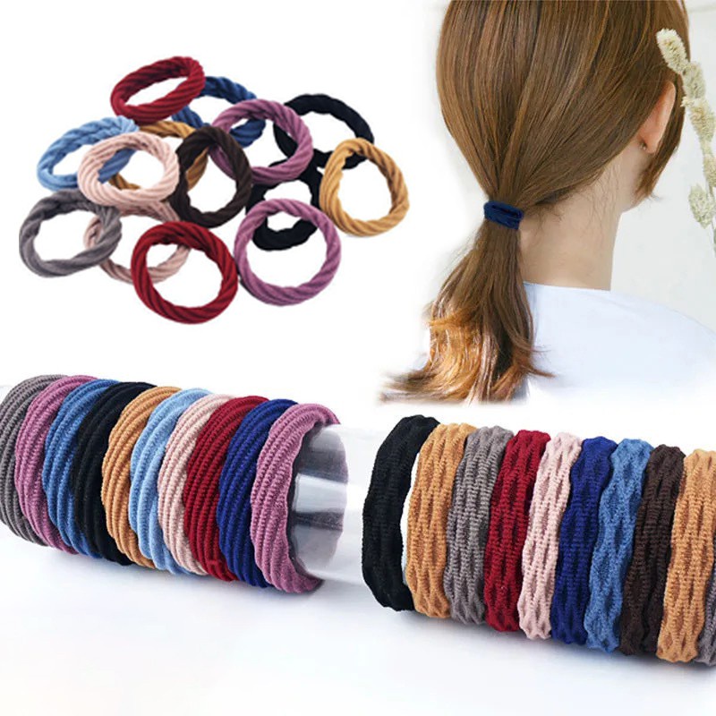 Image of 【Fash Deals $0.1 Purchase limit 3-5】Korean Style Thick High Elastic Jointless Durable Headrope Hair Rope Elastic Leather Cover Hair Ring Random Color #6