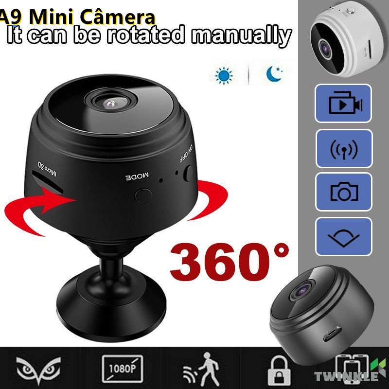 1080P HD A9 Hidden Camera Spy Camera Mini Camera CCTV Camera Wifi Connect to Cellphone Wireless WiFi IP Network Monitor webcam Security Camera home living DVR Night Vision Camera 【Bluey】