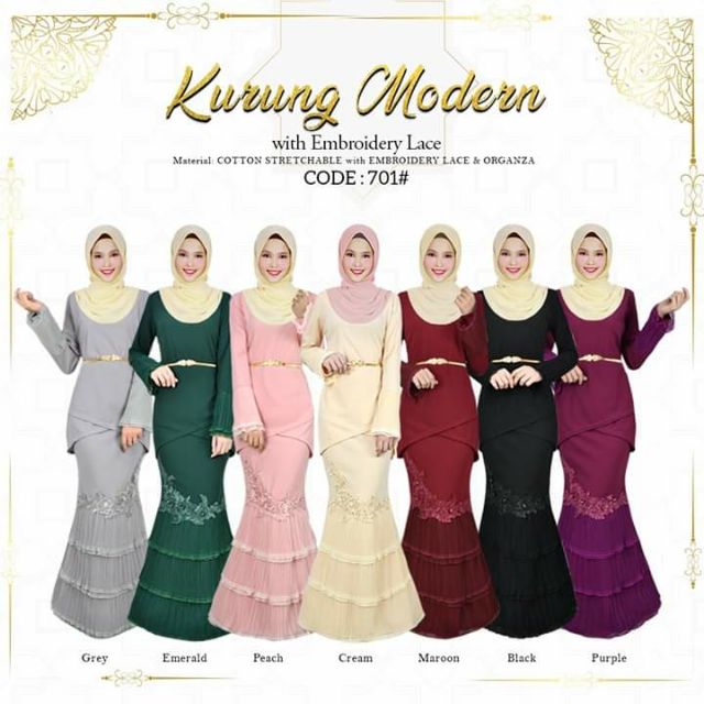 Baju Kurung Moden Lace Duyung 701 Kurung Peplum Shopee Singapore