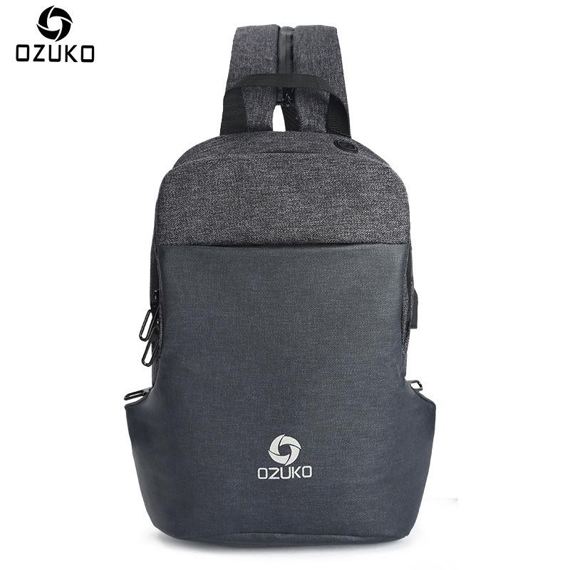 Ozuko Multifunction Sling bag Men USB Charge Chest Pack Messenger Crossbody Bag | Shopee Singapore