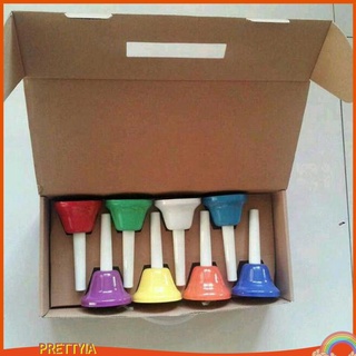 Colorful Hand Percussion Bells 8 Note Diatonic Metal Hand Bell Kit for Kids