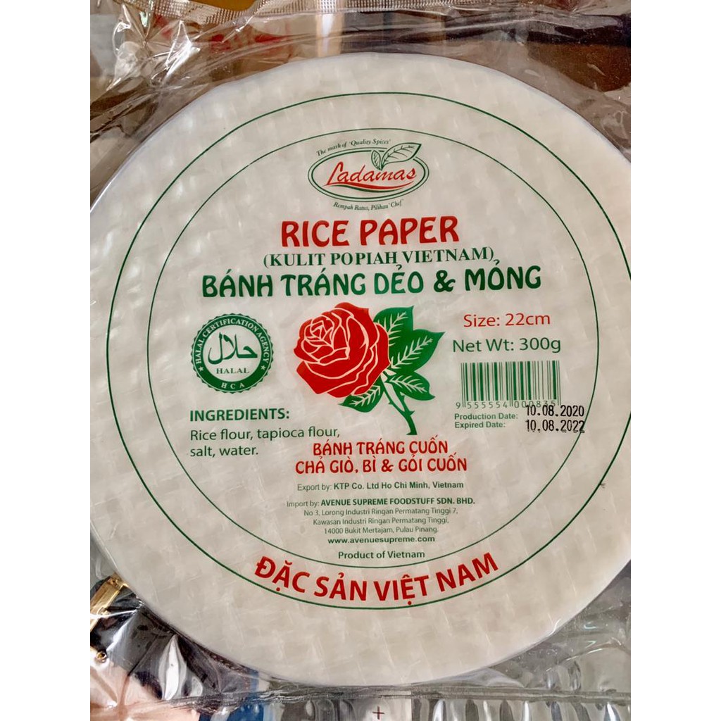 Shop Malaysia Vietnam Rice Paper 22cm Popia Popiah Skin Halal 300g Popiah Skin Ladamas Banh Trang Shopee Singapore