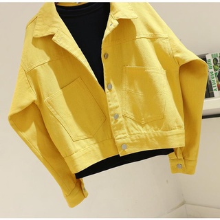 Image of thu nhỏ 2022 Spring Autumn New Style Candy Versatile Small Yellow Denim Jacket Women Short Purple Thin Ladies Top #8
