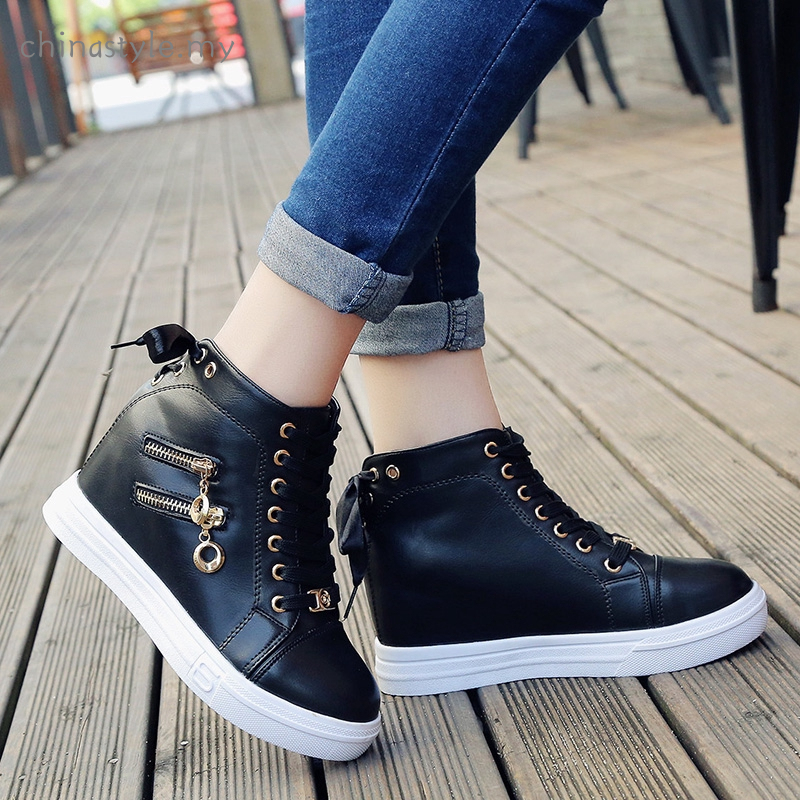 black wedge high tops