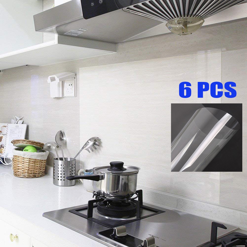 6 Pcs Diy 70x45cm Kitchen Backsplash Wallpaper Stickers Waterproof Oilproof Pvc 70x45cm Shopee Singapore