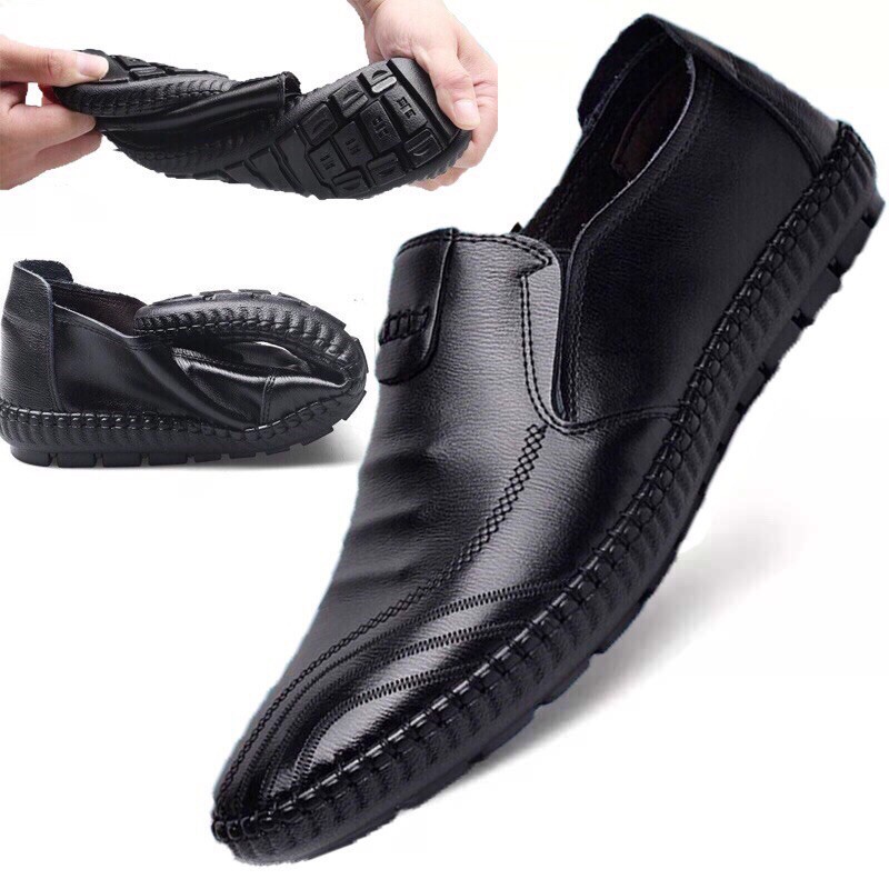 new leather men’s fashion rubber shoes (add 1size) malit size