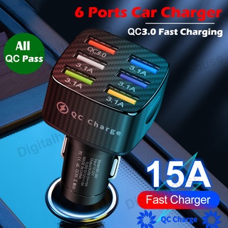 6 Usb Ports Car Charger Adapter QC3.0 Car Charger Fast Charge Usb Charger For 12-24V Most Cars