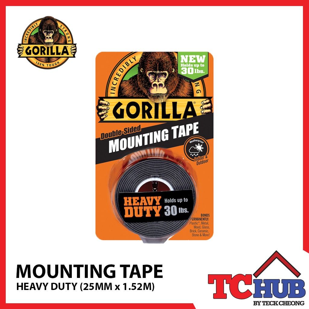 Gorilla Double Sided Mounting Tape Removable Multi Surface Adhesive Foam Strips 