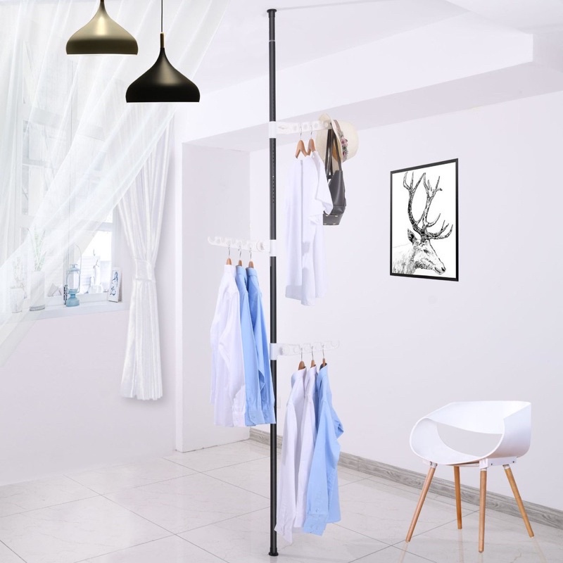 Standing Clothes Hanger Portable Telescopic rod clothes rack Tension