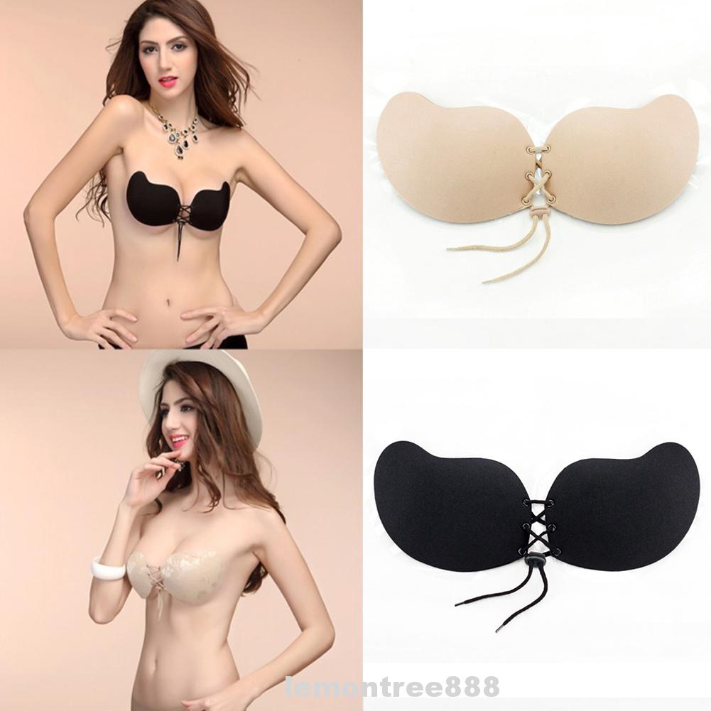 Damen Mode Klebrig Selbstklebend Push Geschnurt Unsichtbar Bh Tragerlos Shopee Singapore