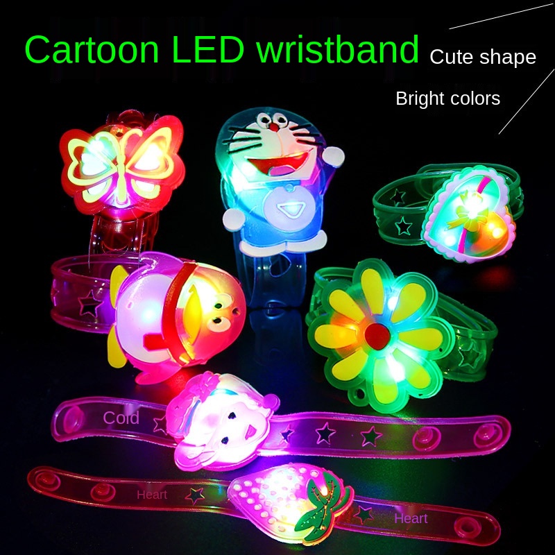 Flash wrist band luminous cartoon bracelet luminous watch band cartoon  bracelet flash toy (Minimum 10pcs/order) | Shopee Singapore