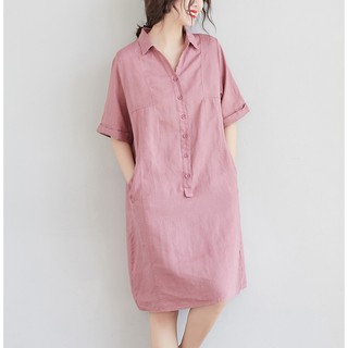 German linen dress with 2 cross pockets, soft linen material, youthful fashion