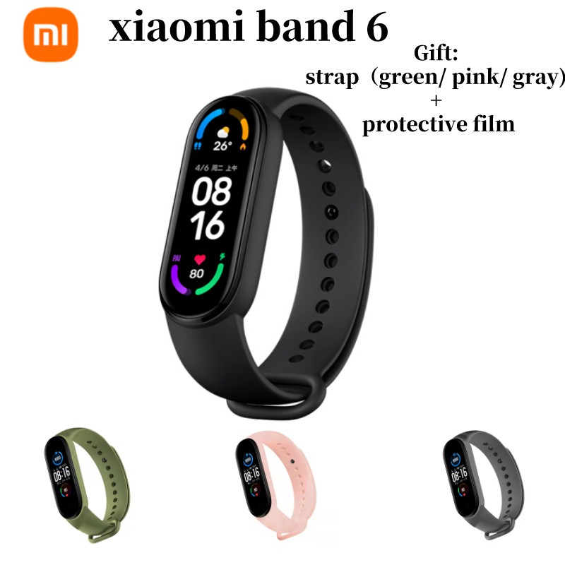 Xiaomi Mi Band 6 Smart Wristband 1 56 Inch Amoled Color Screen With Magnetic Charging 30 Sport Modes Shopee Singapore