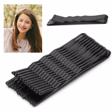 Image of 60Pcs Black Invisible Hairpins Women Wave Bobby Pins Grips Barrette Hair Clips #1