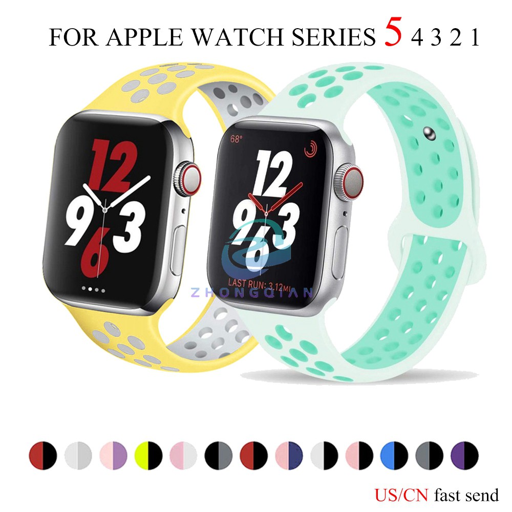 M L Silicone Strap For Apple Watch Band 44mm 40mm Iwatch Band 42mm 38mm Breathable Bracelet Apple Watch Series 5 4 3 38 42 40 44 Mm Shopee Singapore