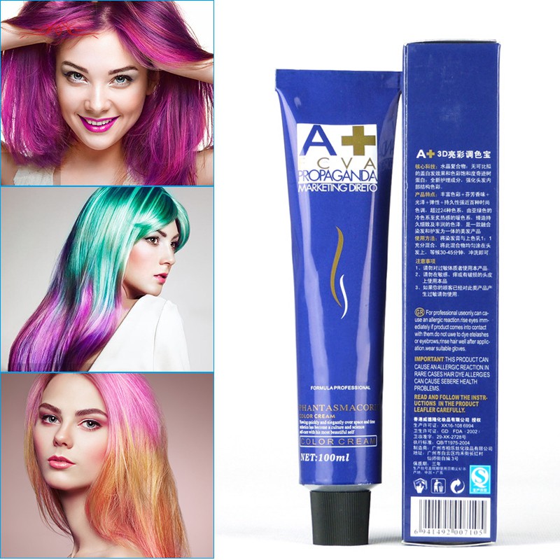 Fashion Hair Cream Unisex Hair Dye 3d Bright Color Punk Style Non Toxic Hair Color Cream Diy Hair Styling Red Blue Shopee Singapore