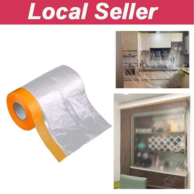 Pre taped Plastic sheet roll Sheet For HIP Renovation painting ( 3m x ...