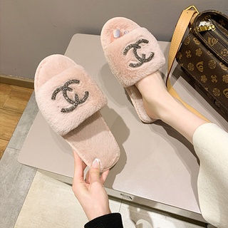 Image of ✨READY STOCK✨36-43 Large Size Plush Indoor Home Women Slippers 2022 Autumn and Winter New Flat Anti-Slip Wear-resistant Warm Flip-flops Fashion Cotton Slippers