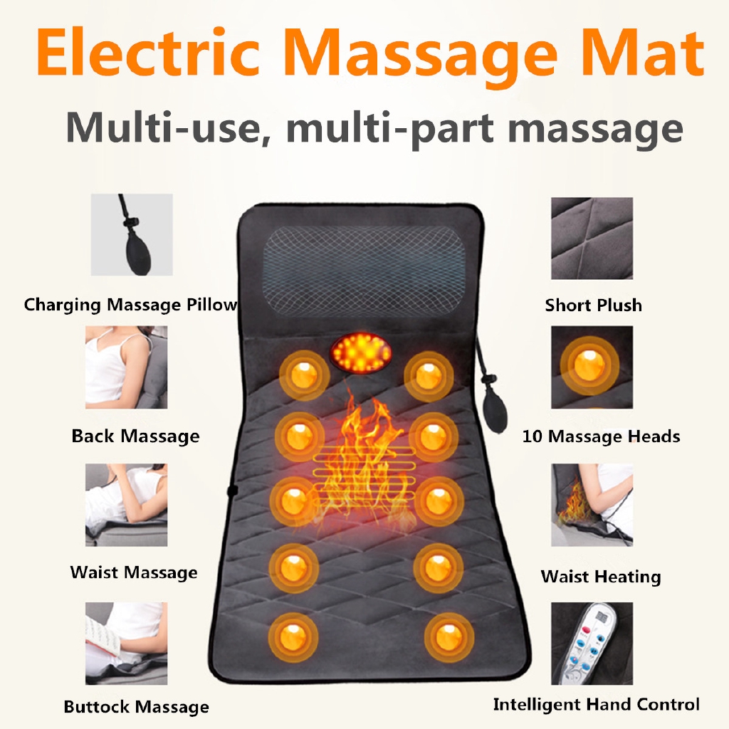 Folding Electric Heated Massage Mat Mattress Neck Massager For